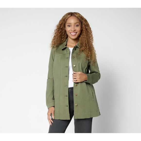 Belle by Kim Gravel Jackets & Blazers - Belle by Kim Gravel Women's Jacket Sz XS Denim Long Ranch Green A698039